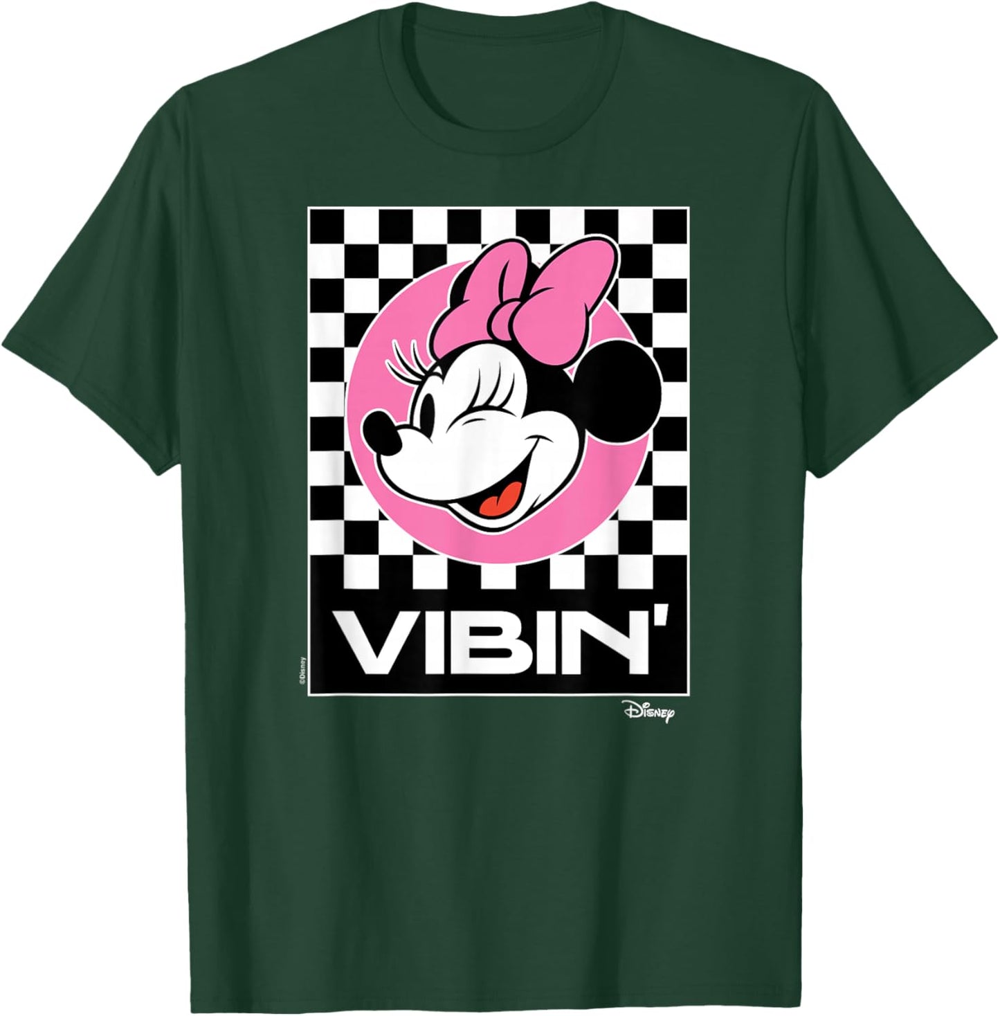 Minnie Mouse - Vibin Retro Checkered Background T-Shirt - T-Shirt | Forest