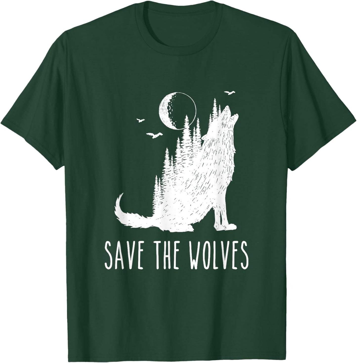 Save The Wolves Earth Day Wildlife Conservancy Howling Wolf T-Shirt - T-Shirt | Forest