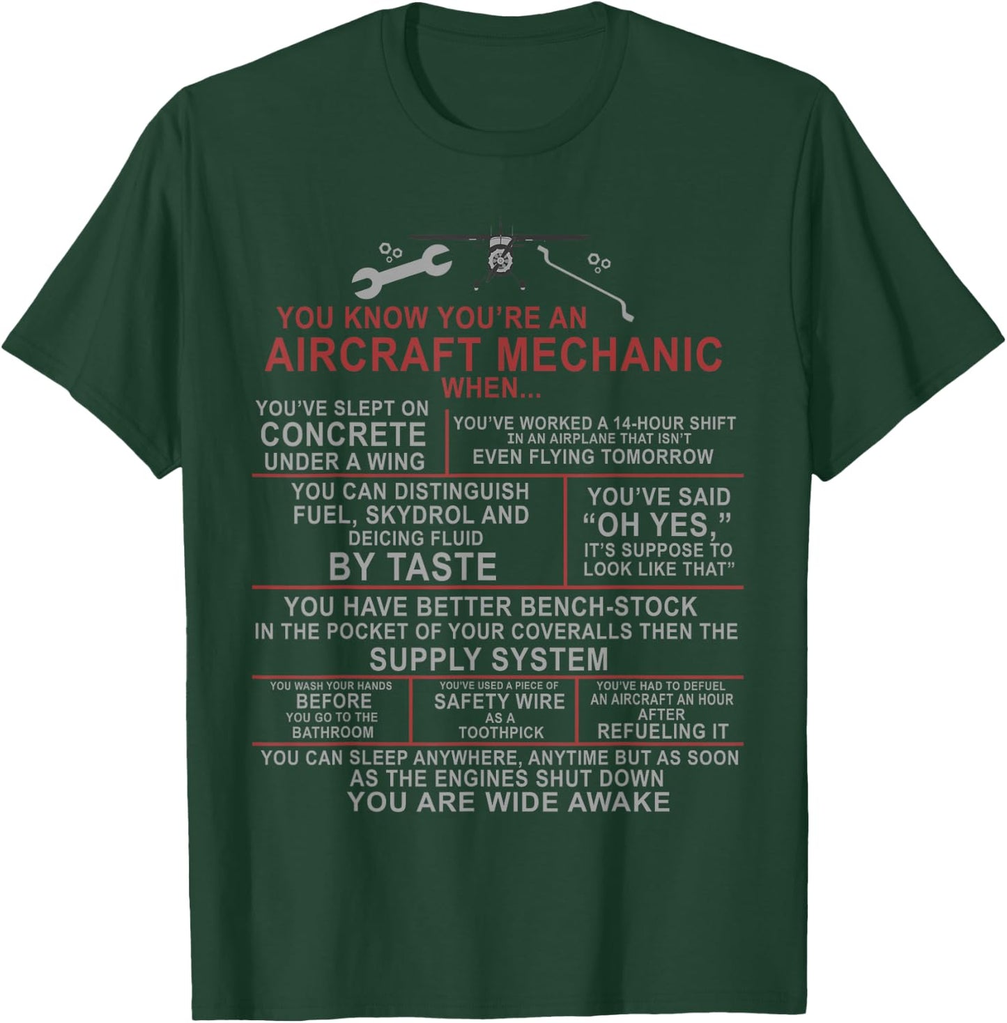 You Know You're an Aircraft Mechanic When.. Funny A&P Saying T-Shirt - T-Shirt | Forest