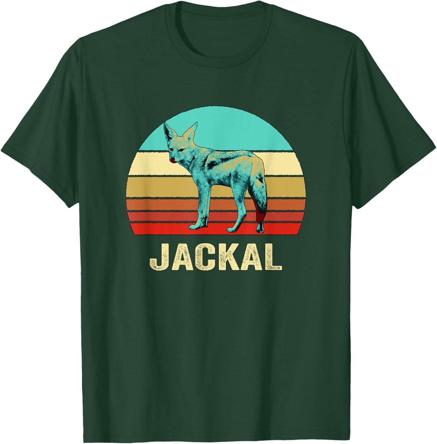 Vintage Retro Style Sunset Jackal T-Shirt - T-Shirt | Forest