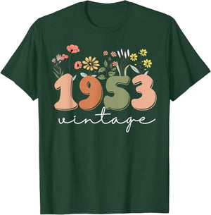 70 Years Old Vintage 1953 70th Birthday Wildflower Women T-Shirt - T-Shirt | Forest