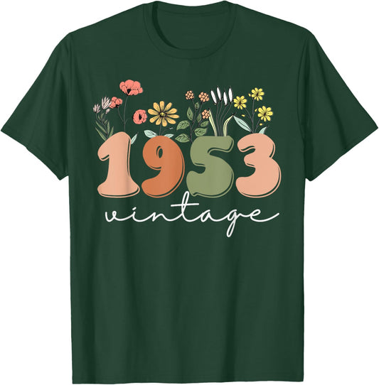 70 Years Old Vintage 1953 70th Birthday Wildflower Women T-Shirt - T-Shirt | Forest