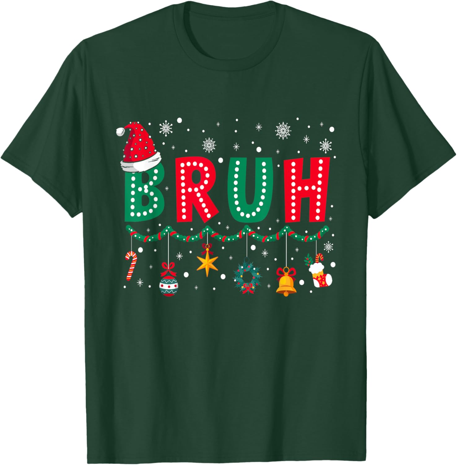 Bruh Christmas Funny Slang Meme Xmas Pajamas Boys Teens Men T-Shirt - T-Shirt | Forest