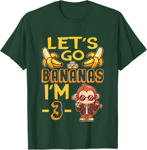 Let's Go Bananas I'm 3 Zoo Jungle Safari 3rd Birthday T-Shirt - T-Shirt | Forest