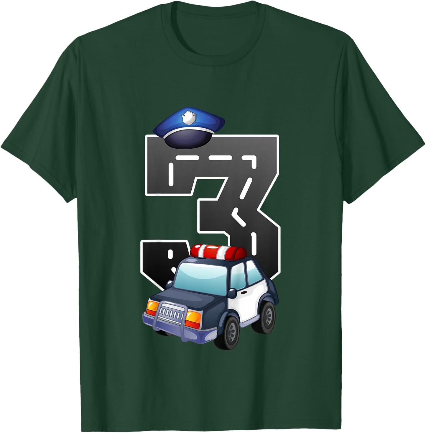 3rd Birthday Police Car 3 Years Birthday Gift T-Shirt - T-Shirt | Forest