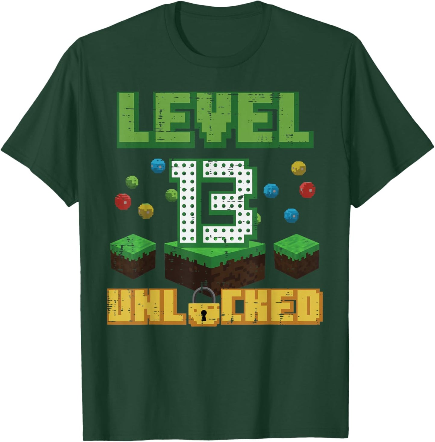 Level 13 Unlocked Pixel Gamer 13th Birthday Gaming Boys Teen T-Shirt - T-Shirt | Forest