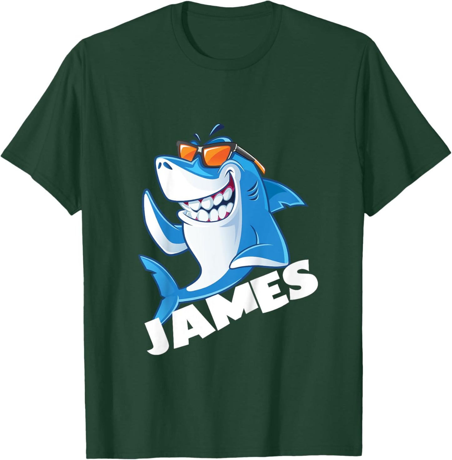 Kids Shark Name James Boys T-Shirt - T-Shirt | Forest