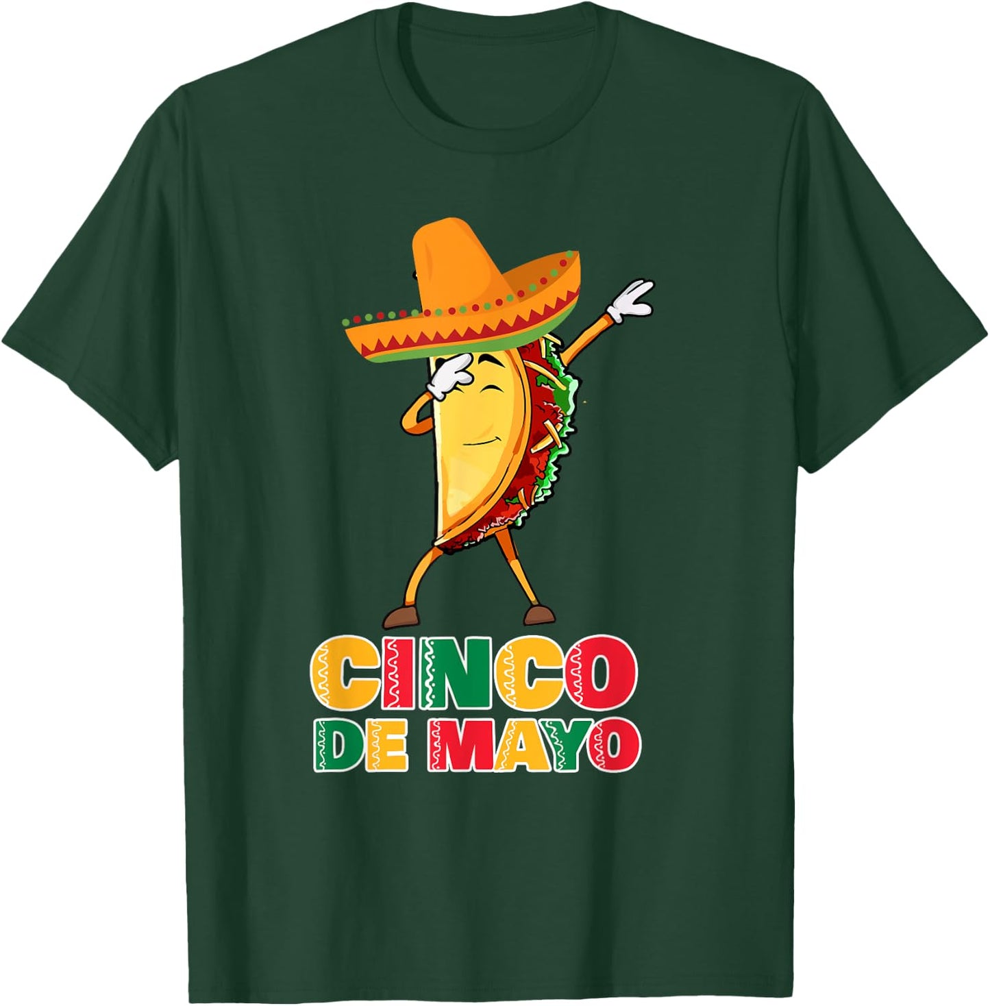 Funny Dabbing Taco Sombrero Kids Party Fiesta Cinco de Mayo T-Shirt - T-Shirt | Forest
