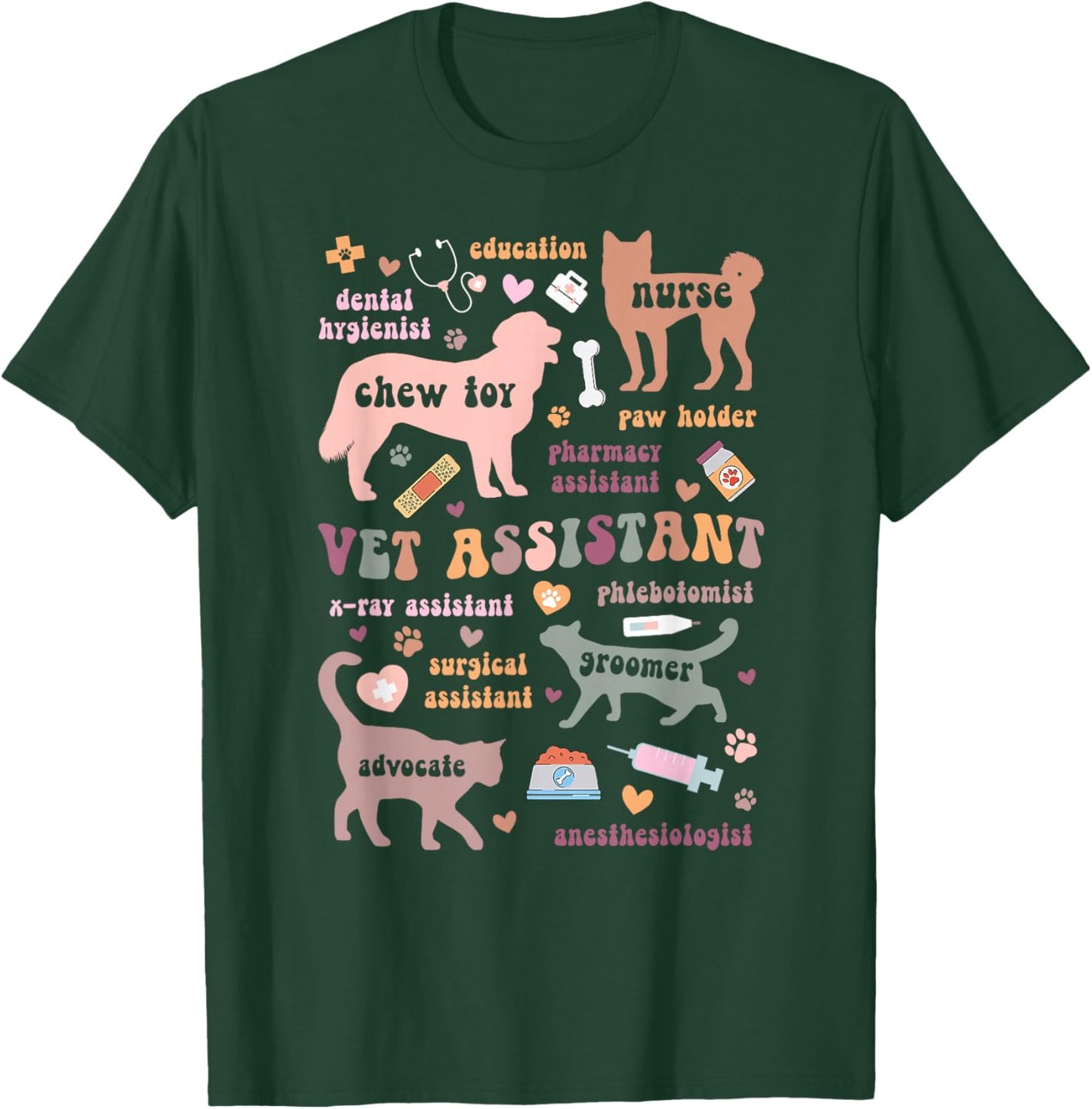 Groovy Vet Assistant Veterinary Assistant Appreciation T-Shirt - T-Shirt | Forest