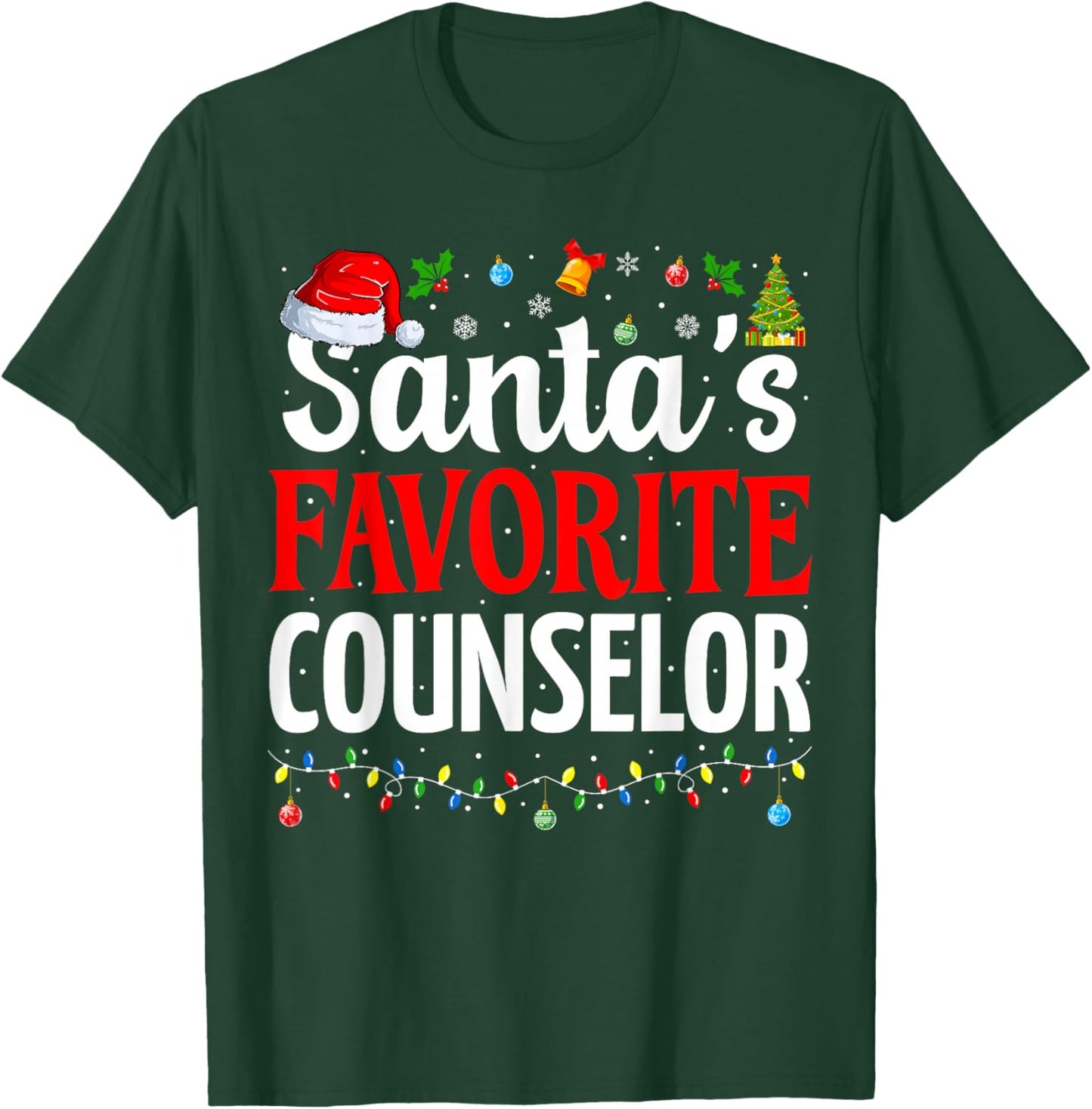 Santa’s Favorite Counselor Cool Christmas School Counselor T-Shirt - T-Shirt | Forest