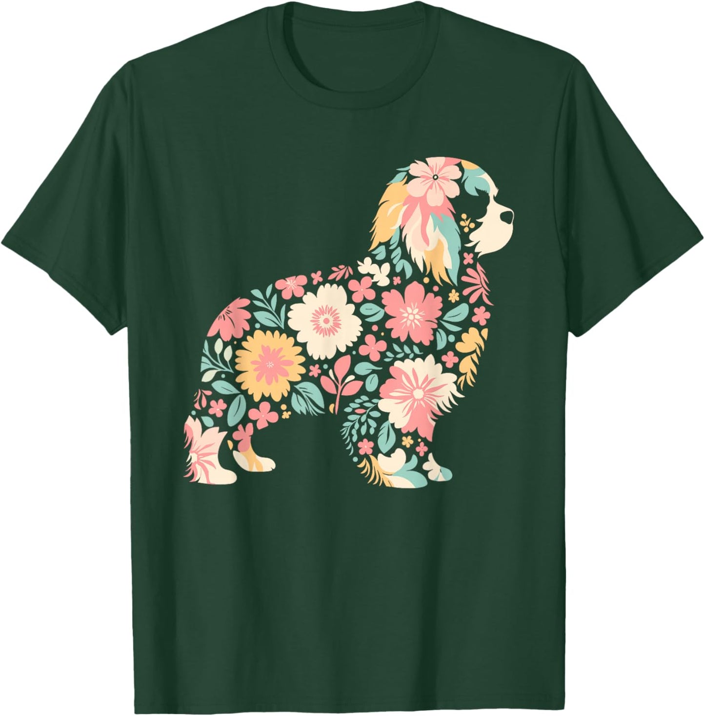 Cute FLower Cavalier King Charles Spaniel Mothers Day T-Shirt - T-Shirt | Forest