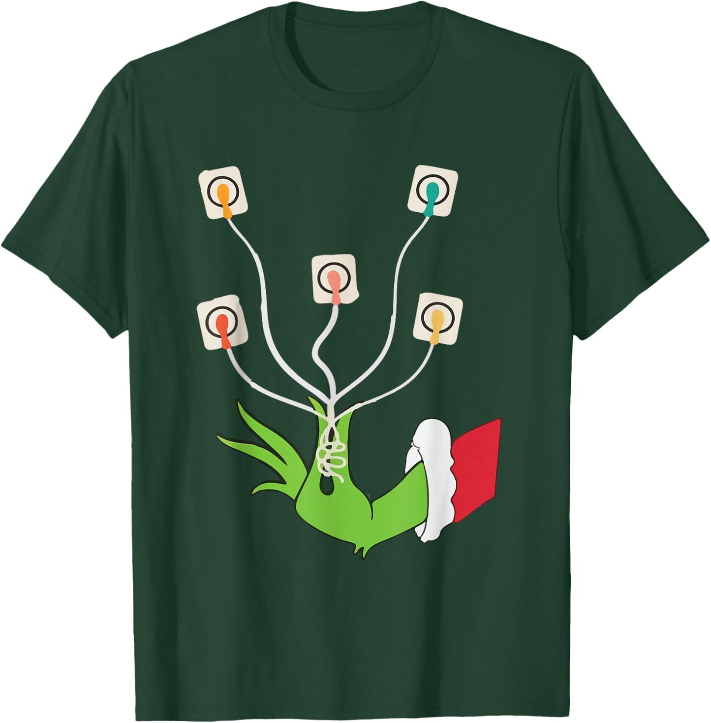 Funny Christmas Lights EKG Leads Cheat Sheet Nurse Christmas T-Shirt - T-Shirt | Forest