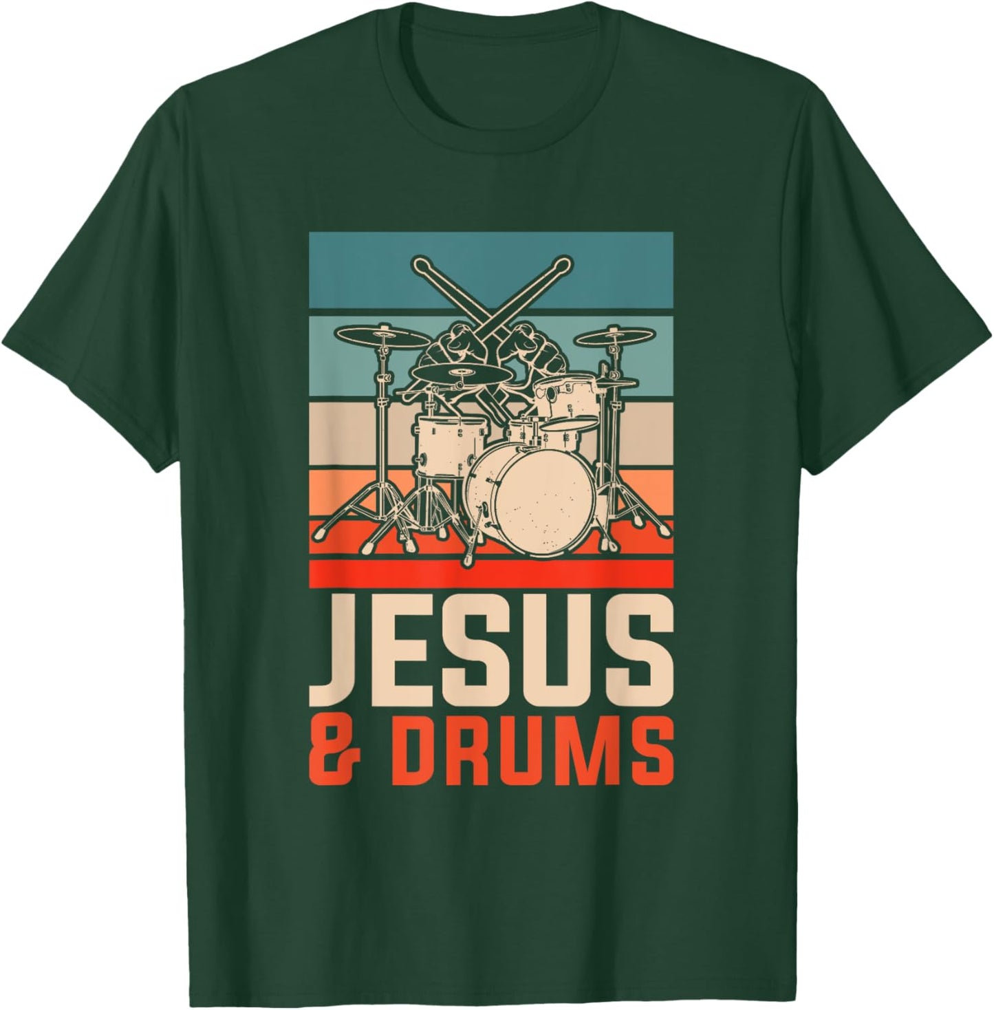 Christian Religious Drummer Gift Music Jesus T-Shirt - T-Shirt | Forest