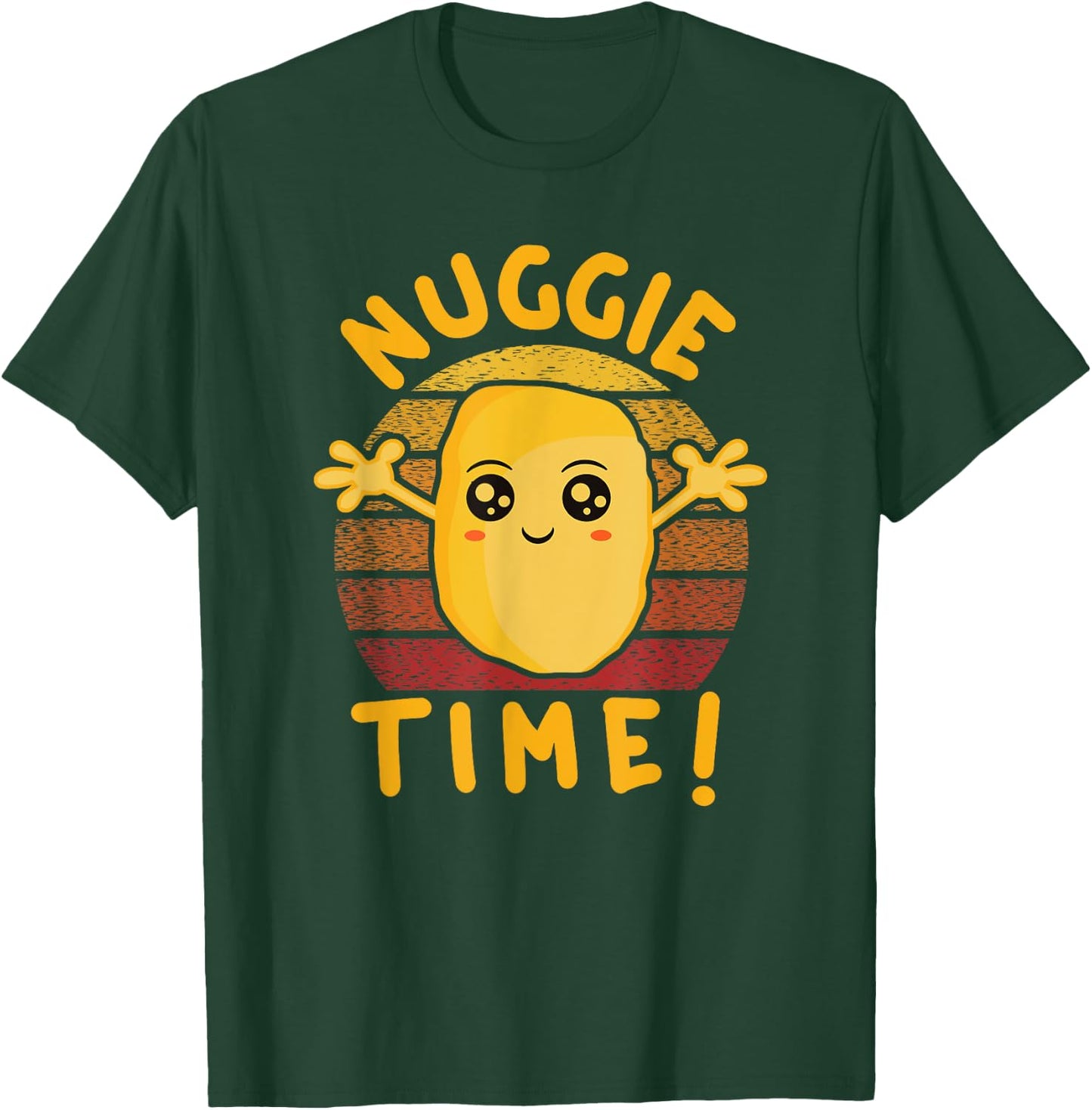 Nuggie Time! Happy Kawaii Chicken Nugget With Open Arms T-Shirt - T-Shirt | Forest