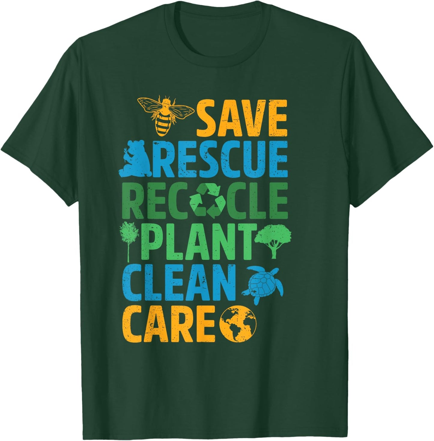 Save Bees Rescue Animals Recycle Plastict Earth Day men kids T-Shirt - T-Shirt | Forest