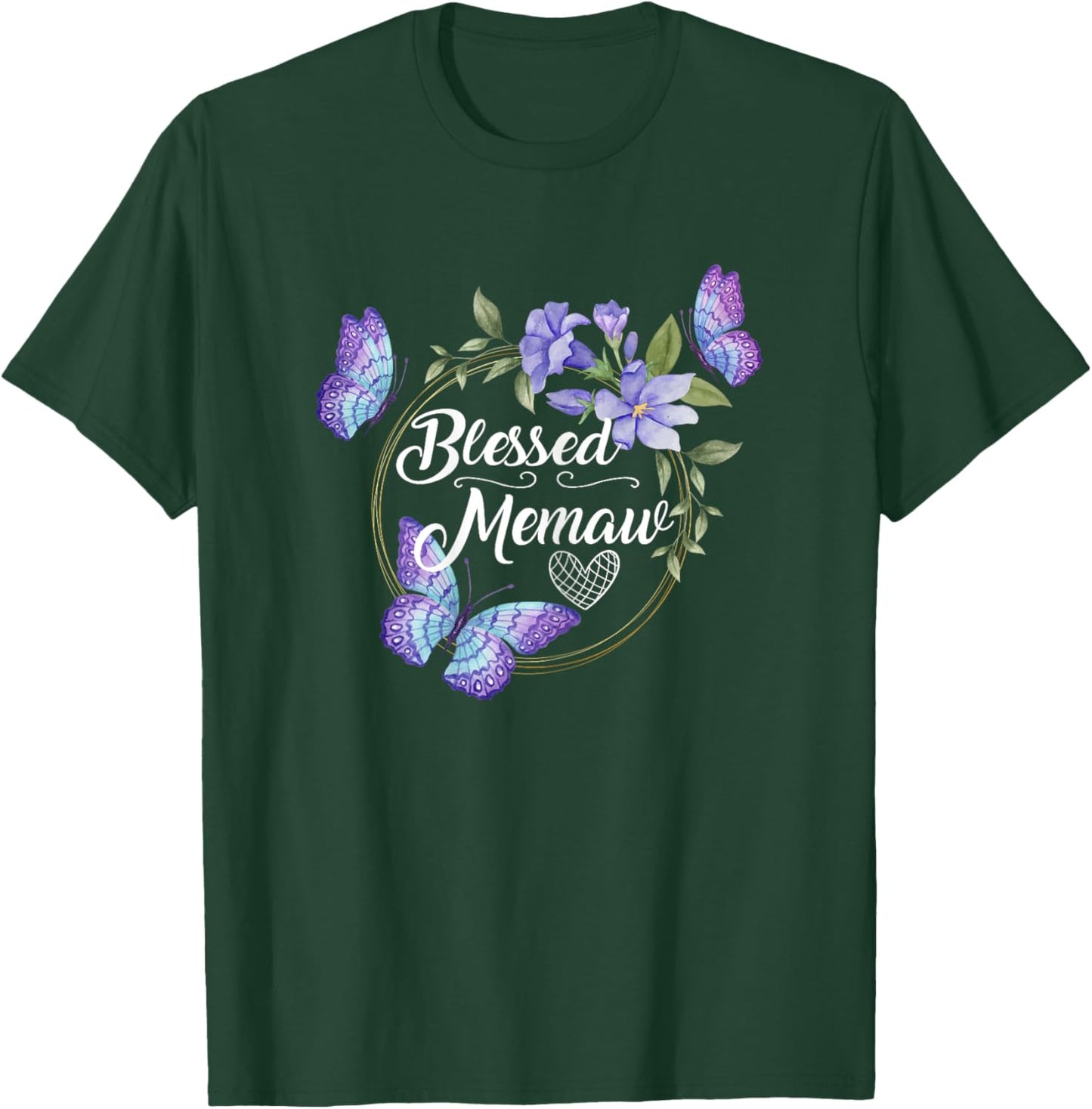 Blessed Memaw Frame with Butterflies print From Kids T-Shirt - T-Shirt | Forest