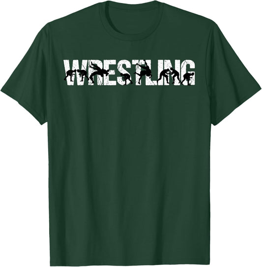 Wrestling Silhouette Wrestling Jungen Mädchen Wrestling Kinder T-Shirt - T-Shirt | Forest