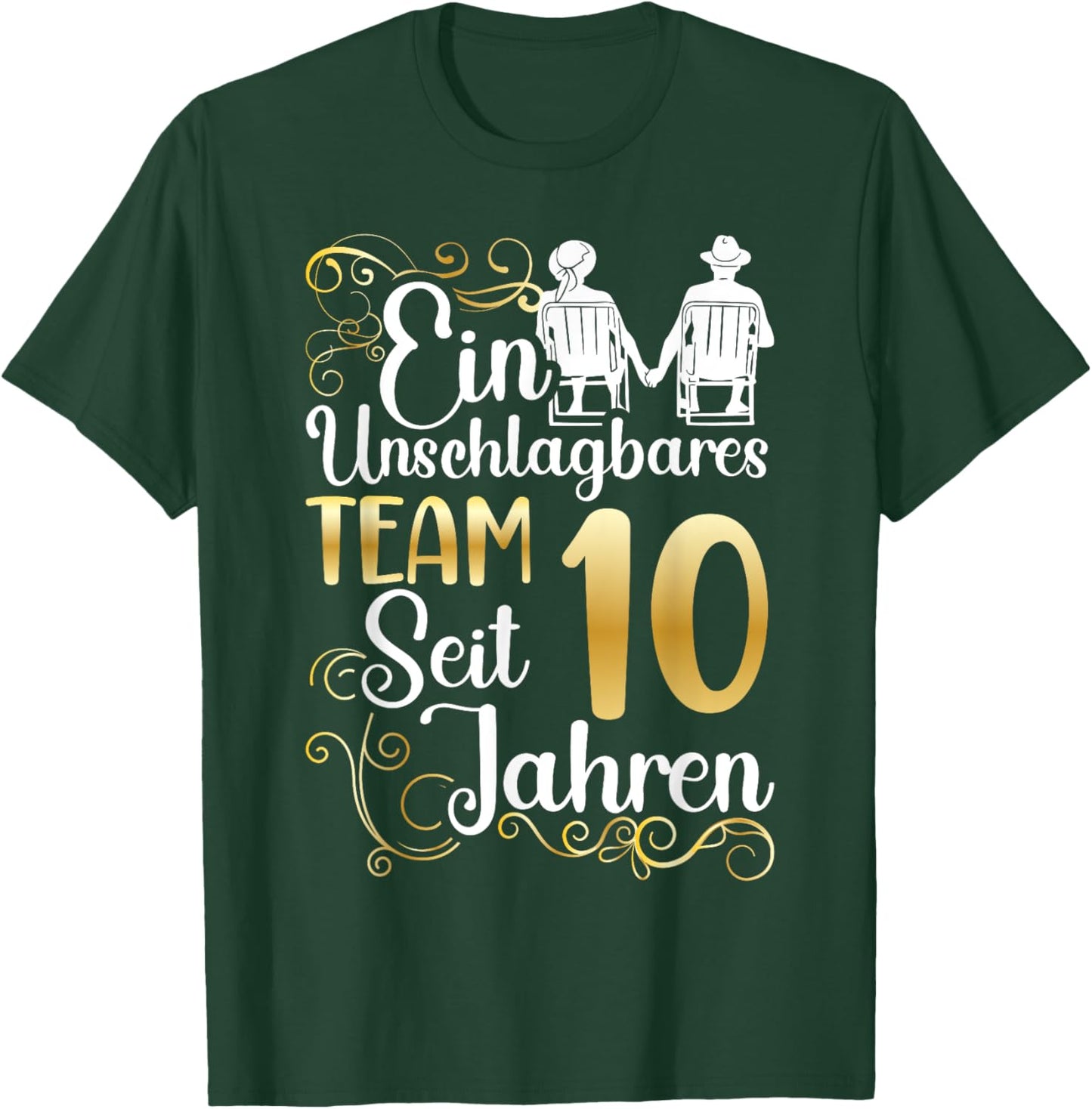 Rosenhochzeit 10 Jahre Verheiratet Hochzeitstag T-Shirt - T-Shirt | Forest