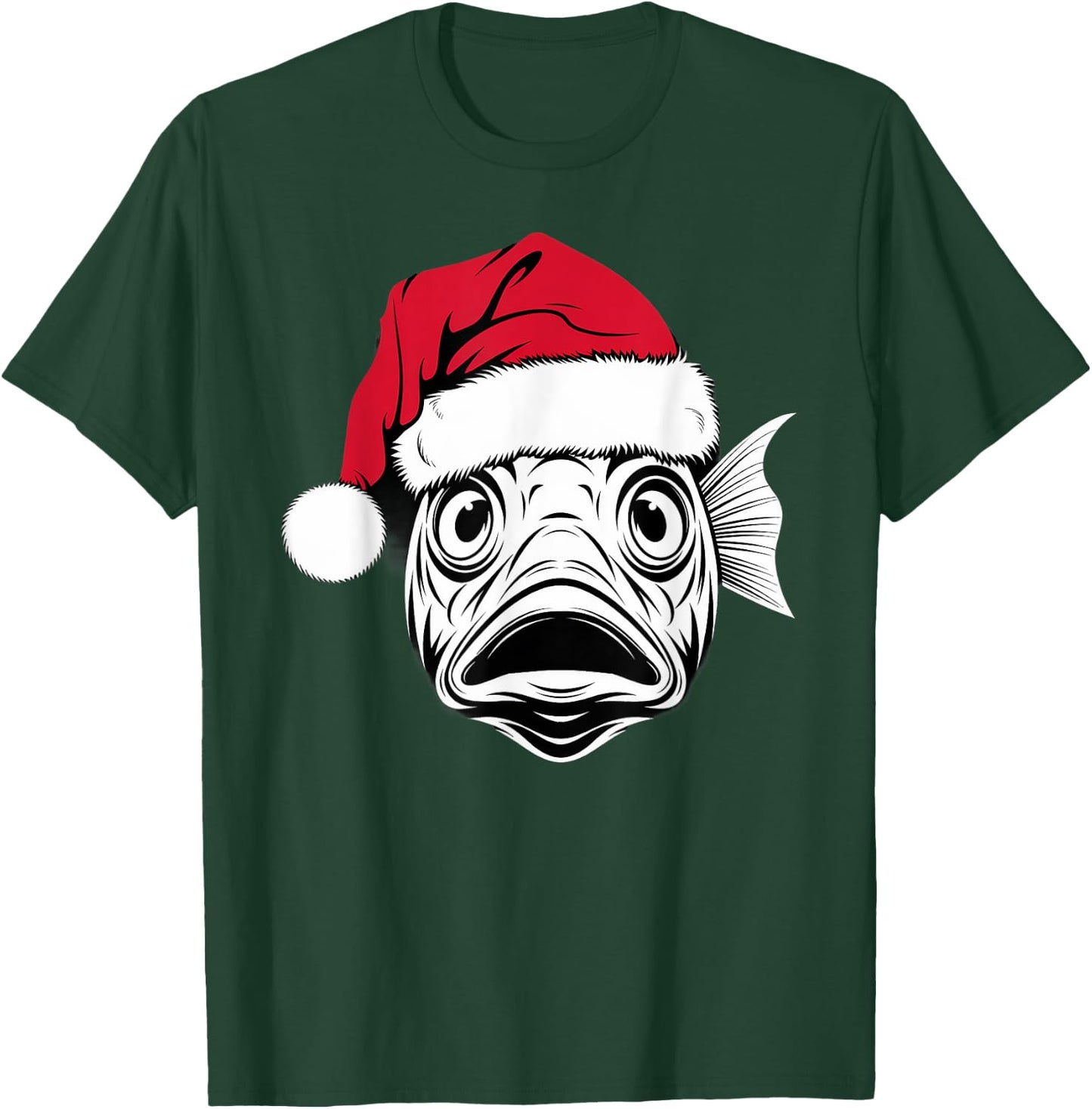 Funny Santa Fish on Marry Christmas Fish T-Shirt - T-Shirt | Forest