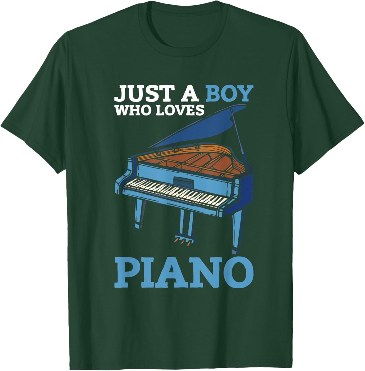 Just A Boy Who Loves Piano Kids Music Lover Musician T-Shirt - T-Shirt | Forest