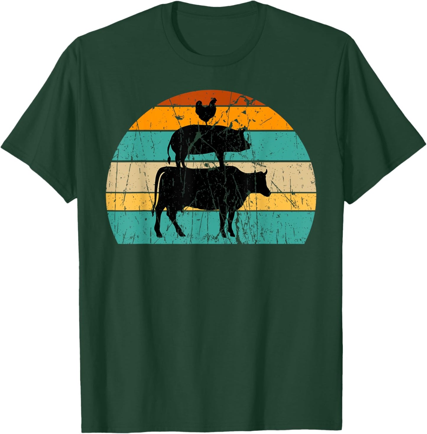 Vintage My Food Pyramid Carnivore Meat Eater Pig Cow Chicken T-Shirt - T-Shirt | Forest