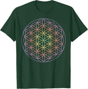 Sacred Geometry The Flower of Life Yoga Yantra Symbol T-Shirt - T-Shirt | Forest