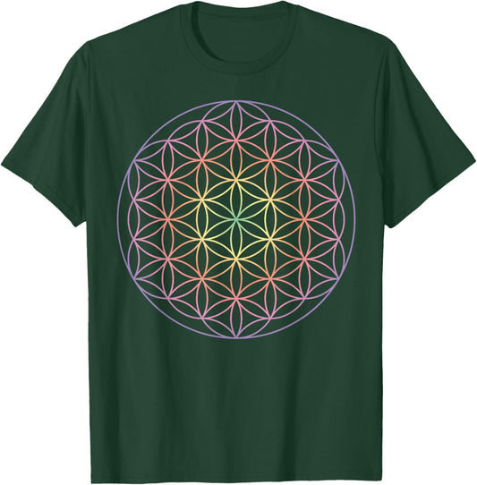 Sacred Geometry The Flower of Life Yoga Yantra Symbol T-Shirt - T-Shirt | Forest