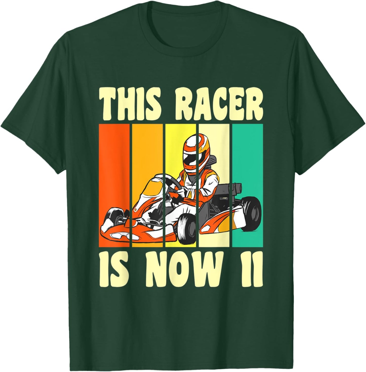 Happy 11 Birthday 11 Year Old Vintage Go Cart 11th Birthday T-Shirt - T-Shirt | Forest