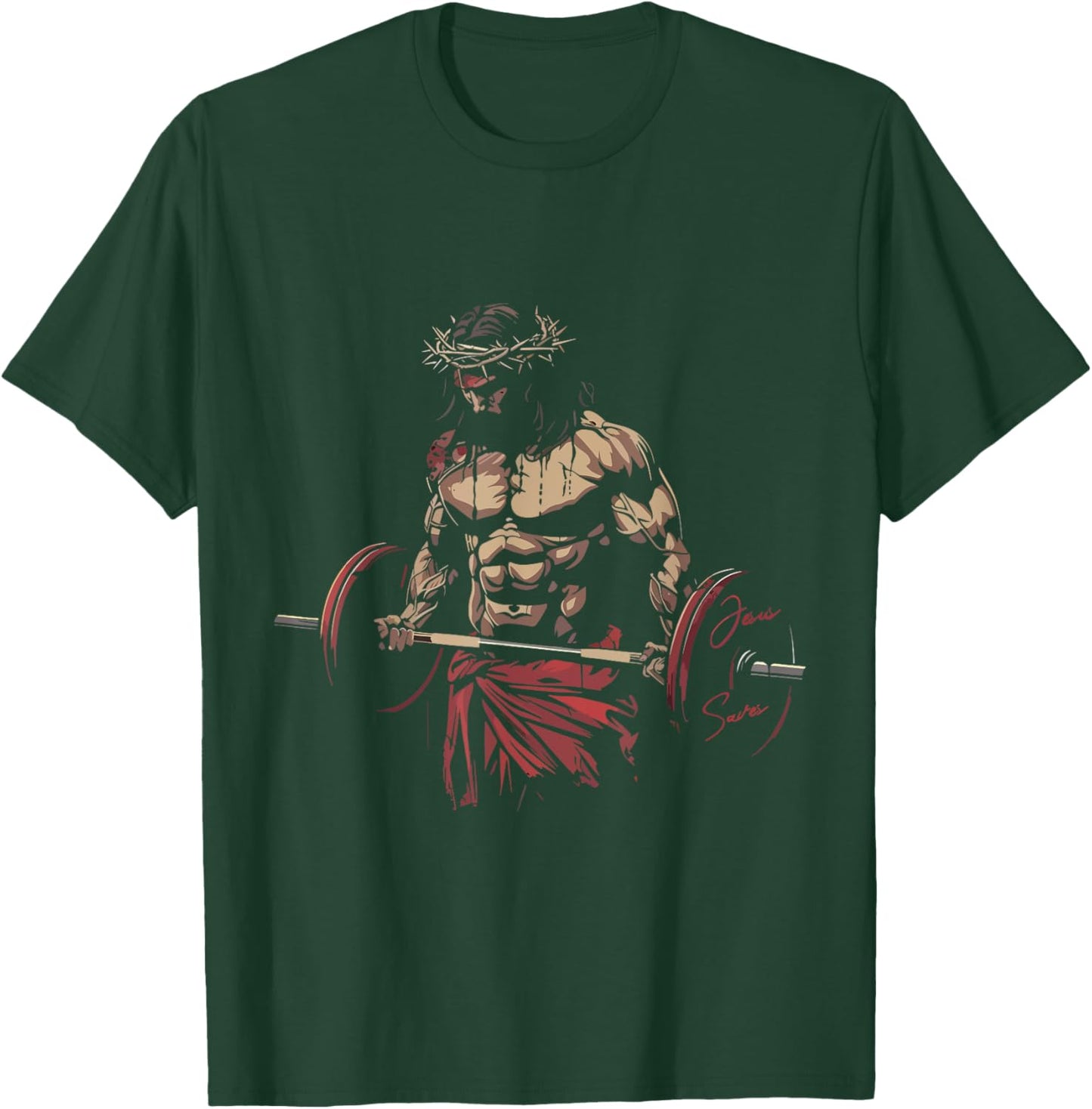 Jesus The Ultimate Deadlifter Christian Gym Workout Jesus T-Shirt - T-Shirt | Forest