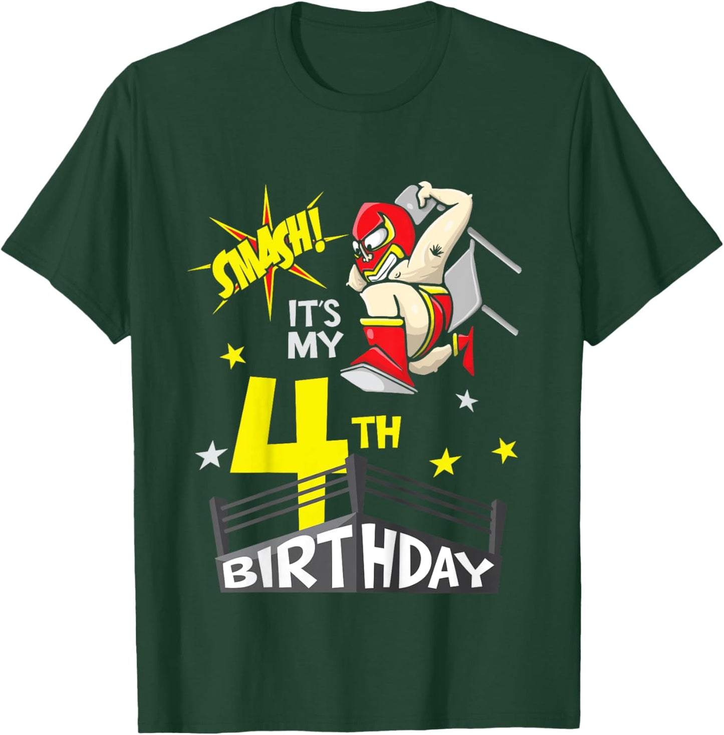 Kids Kids It's My 4th Birthday 4th Birthday Shirt Boy, Wrestling T-Shirt - T-Shirt | Forest