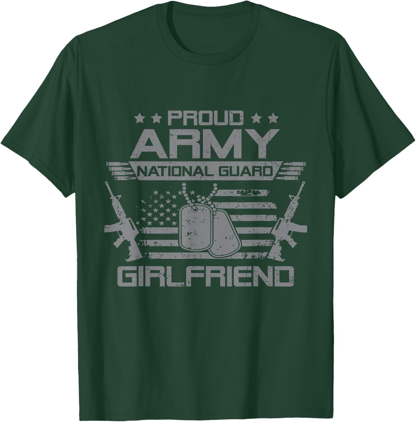 Proud Army National Guard Girlfriend Flag USA Military T-Shirt - T-Shirt | Forest