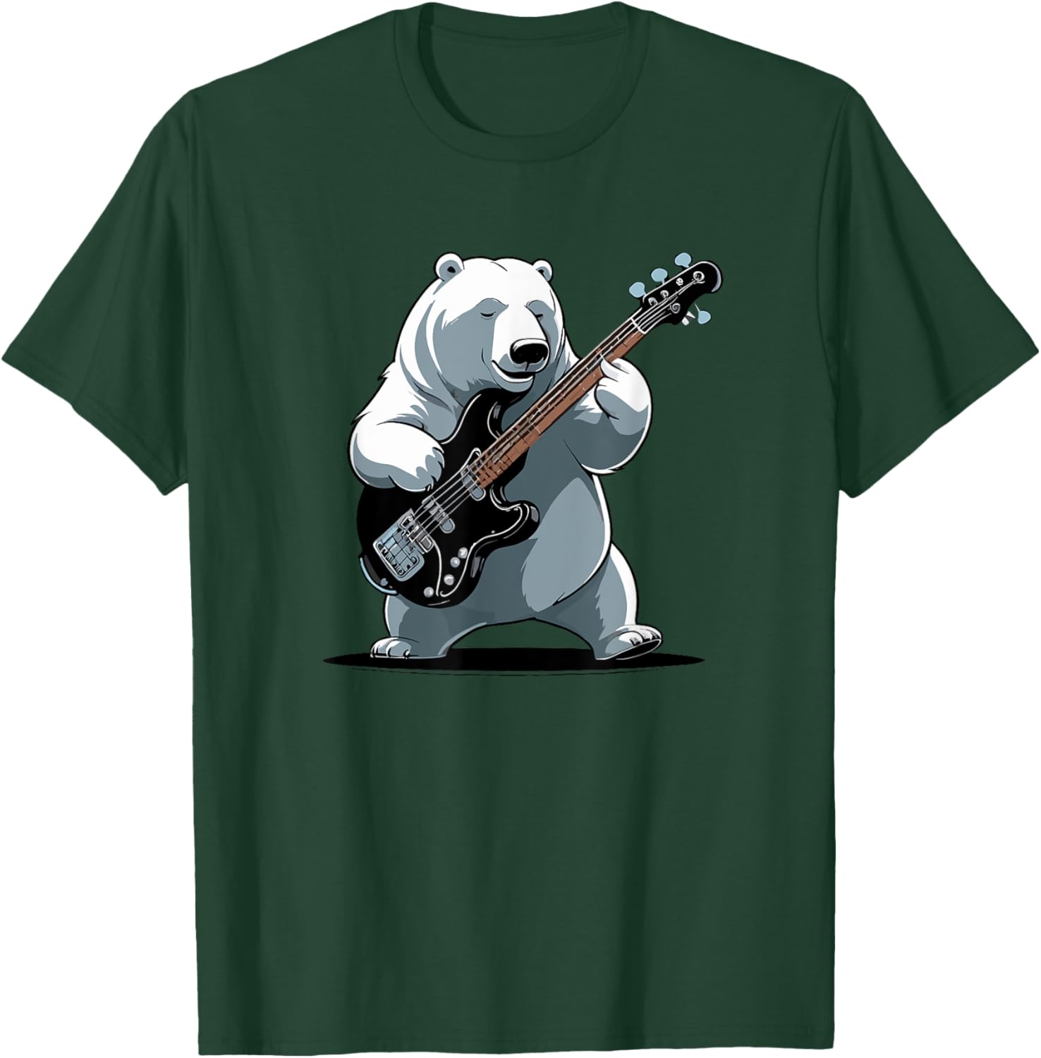 Bear playing Bass Guitar, Polar Bear Guitarist T-Shirt - T-Shirt | Forest