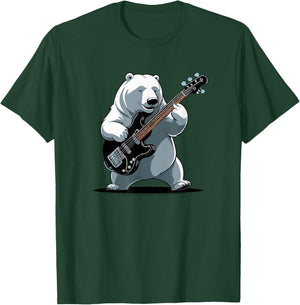 Bear playing Bass Guitar, Polar Bear Guitarist T-Shirt - T-Shirt | Forest