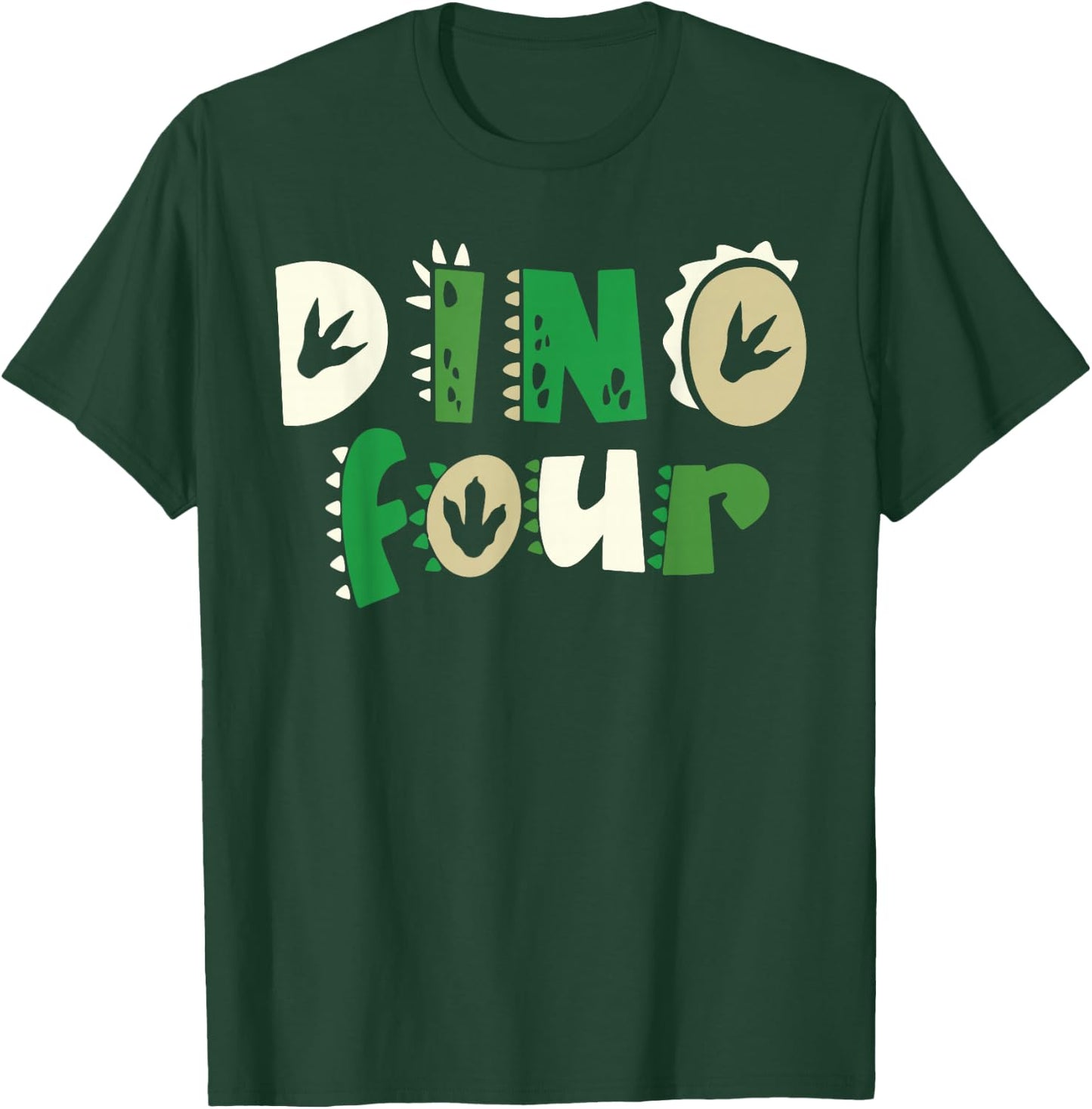 Dino Four Birthday Dinosaur 4th Birthday Matching Family T-Shirt - T-Shirt | Forest