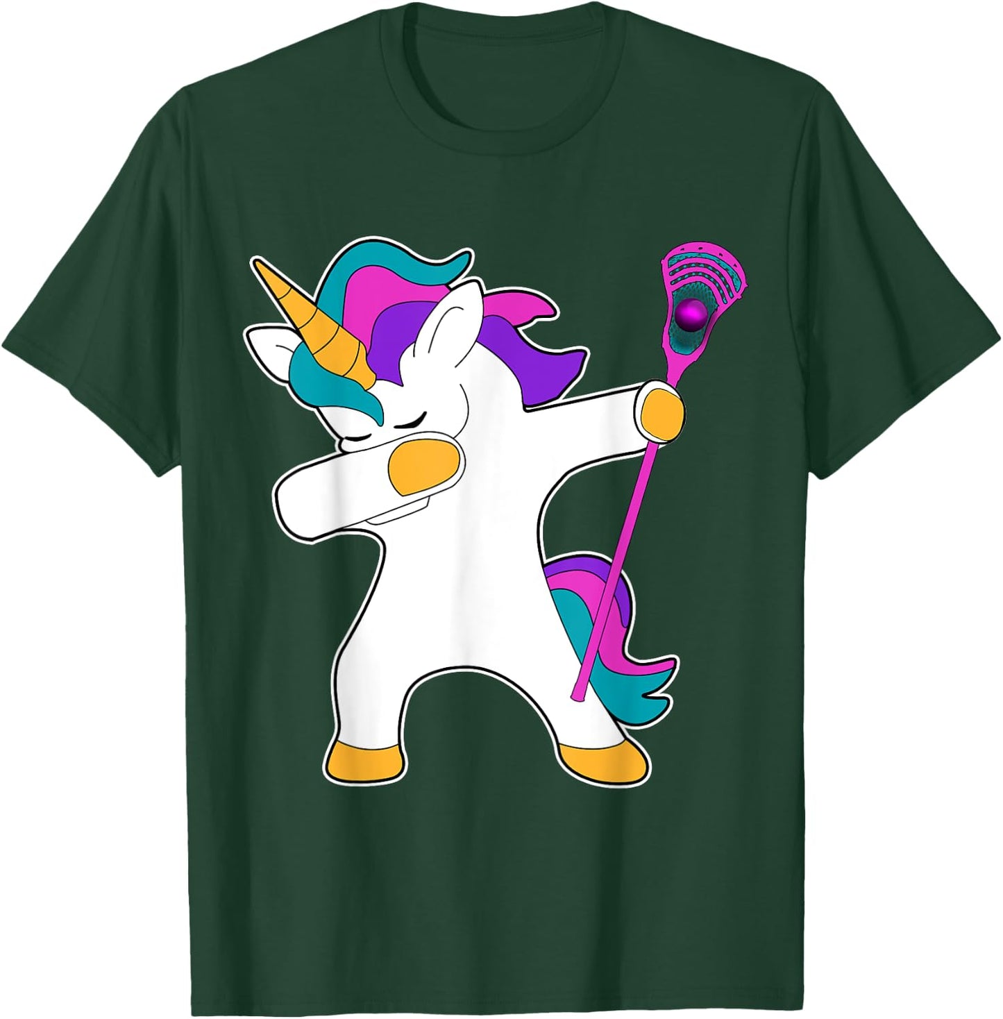 Dabbing Unicorn Lacrosse LAX Shirt Funny Gift T-Shirt - T-Shirt | Forest