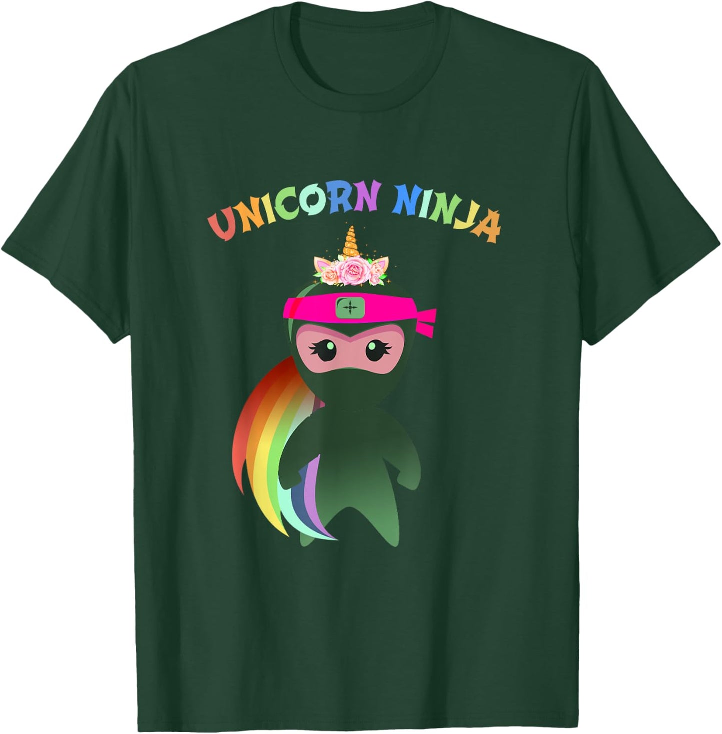 Funny Unicorn Ninja Disguise Spy Girls Kids & Teachers Squad T-Shirt - T-Shirt | Forest