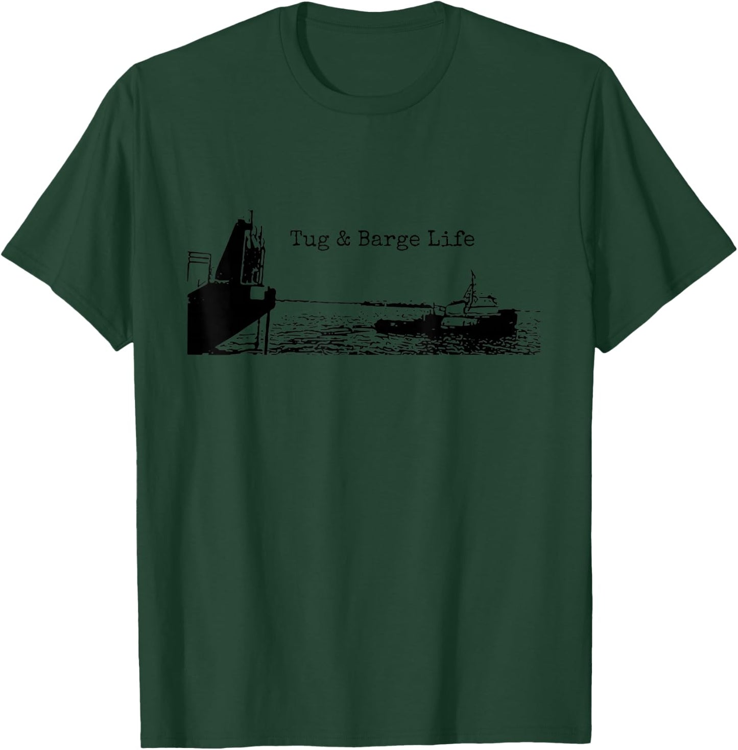 Tug and Barge Life Tugboat Black and White T-Shirt - T-Shirt | Forest