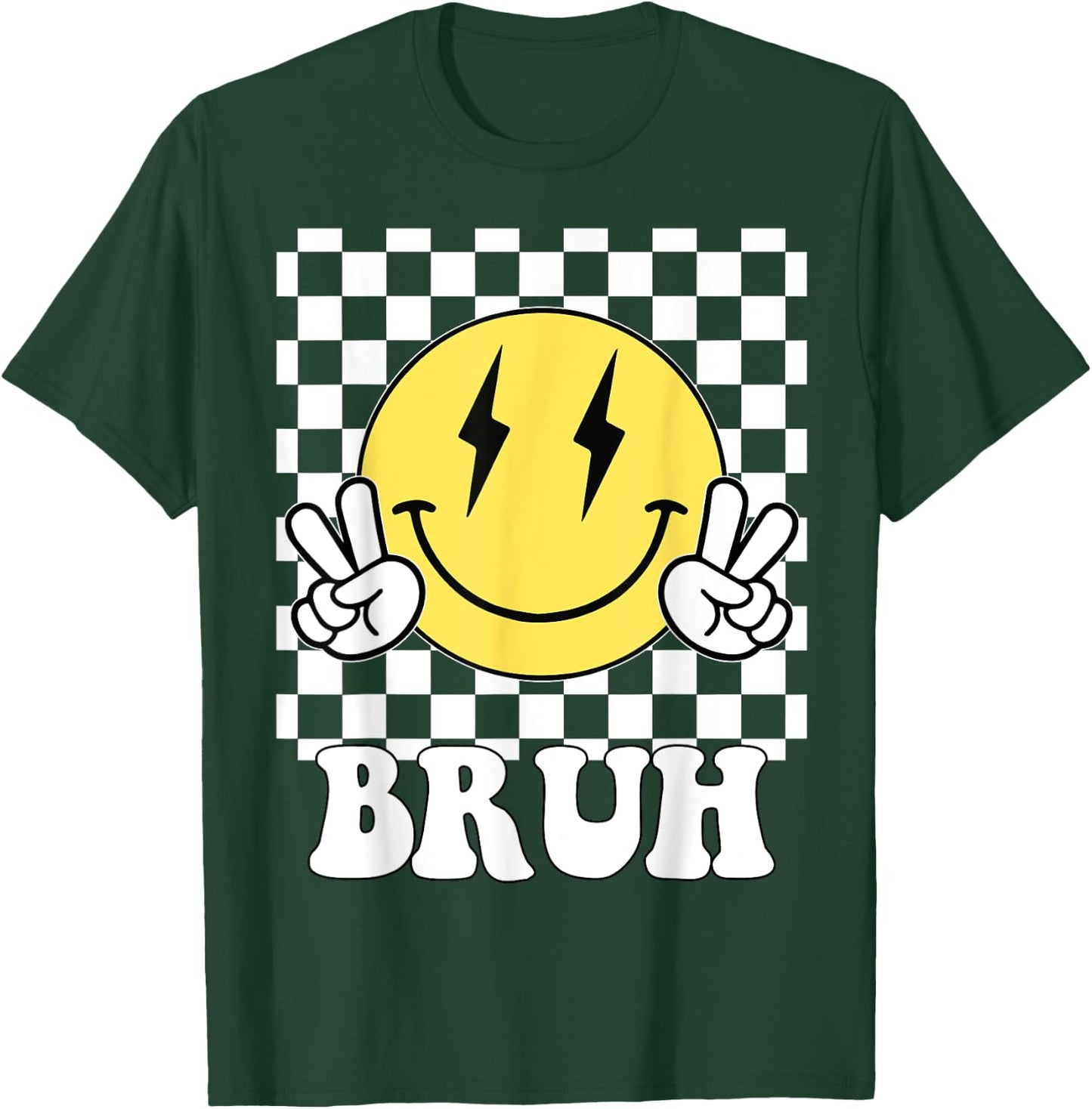 Groovy Bruh For Girls Kids Boys Smile Face T-Shirt - T-Shirt | Forest