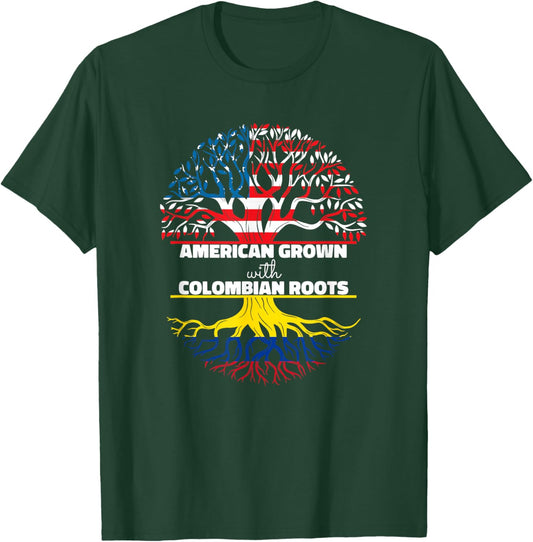 American Grown Colombian Roots Usa America Colombia Flag T-Shirt - T-Shirt | Forest