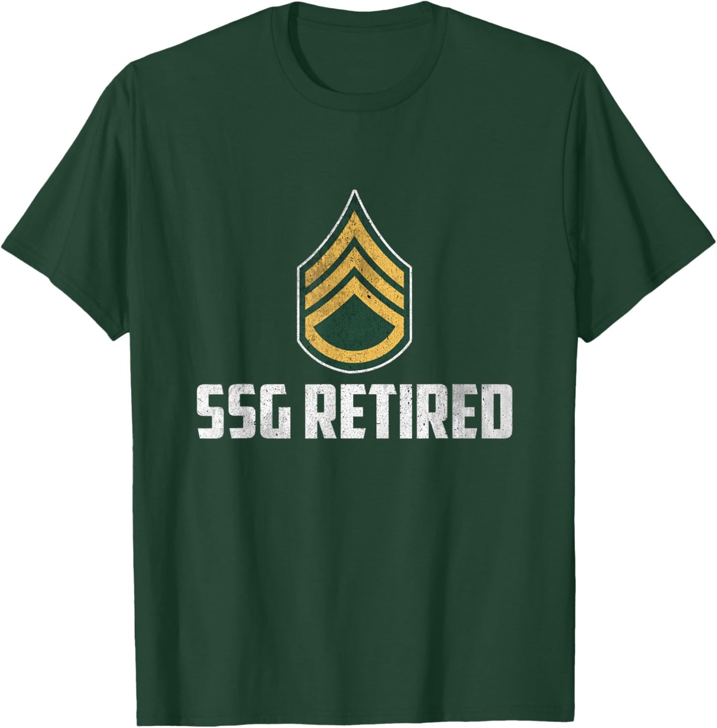 Retired E-6 Staff Sergeant SSG Rank Insignia Veteran Papa T-Shirt - T-Shirt | Forest