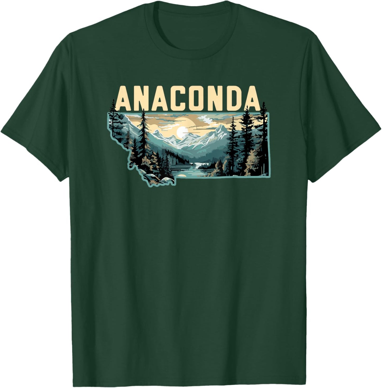 Anaconda Montana Outdoor Art Retro Hiking T-Shirt - T-Shirt | Forest