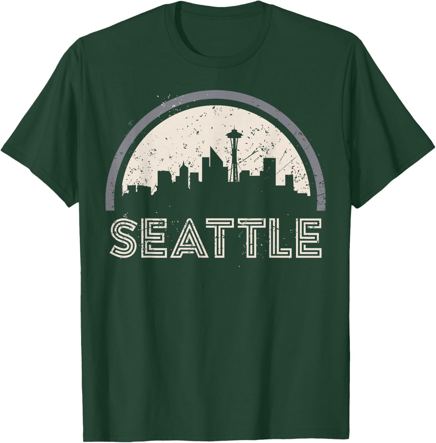 Grunge Seattle Skyline Distressed Look design T-Shirt - T-Shirt | Forest