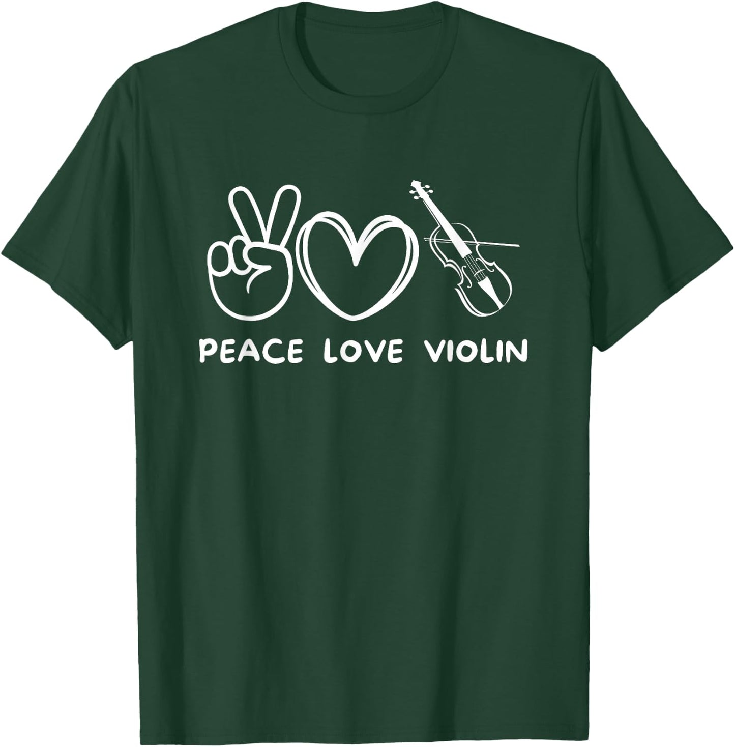 Peace, Love Violin Retro Violin Lover Violin Player T-Shirt - T-Shirt | Forest