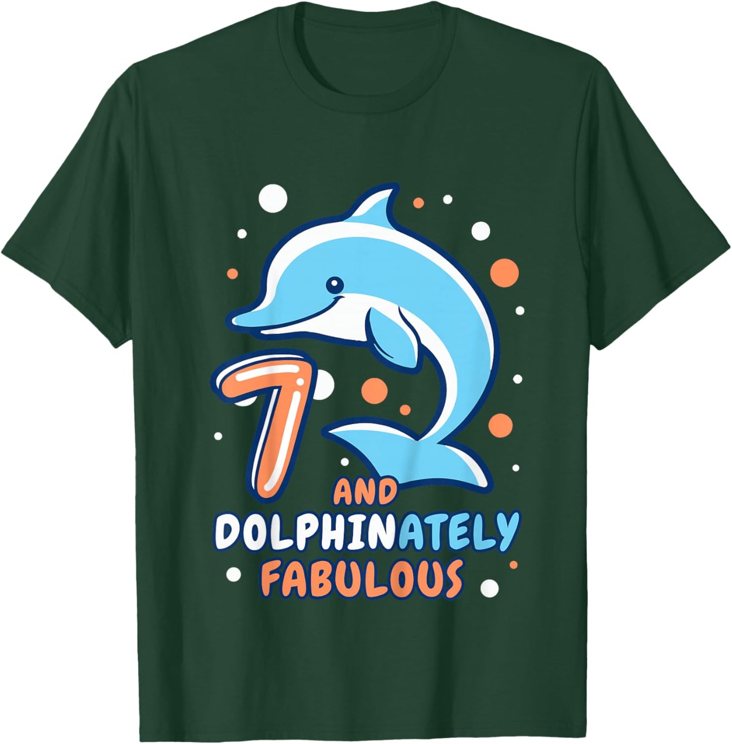 Dolphin 7th Birthday Outfit Dolphin Birthday Party Age 7 T-Shirt - T-Shirt | Forest