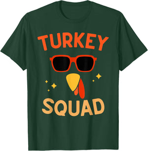 Turkey Squad Thanksgiving Turkey Kid Men Women T-Shirt - T-Shirt | Forest