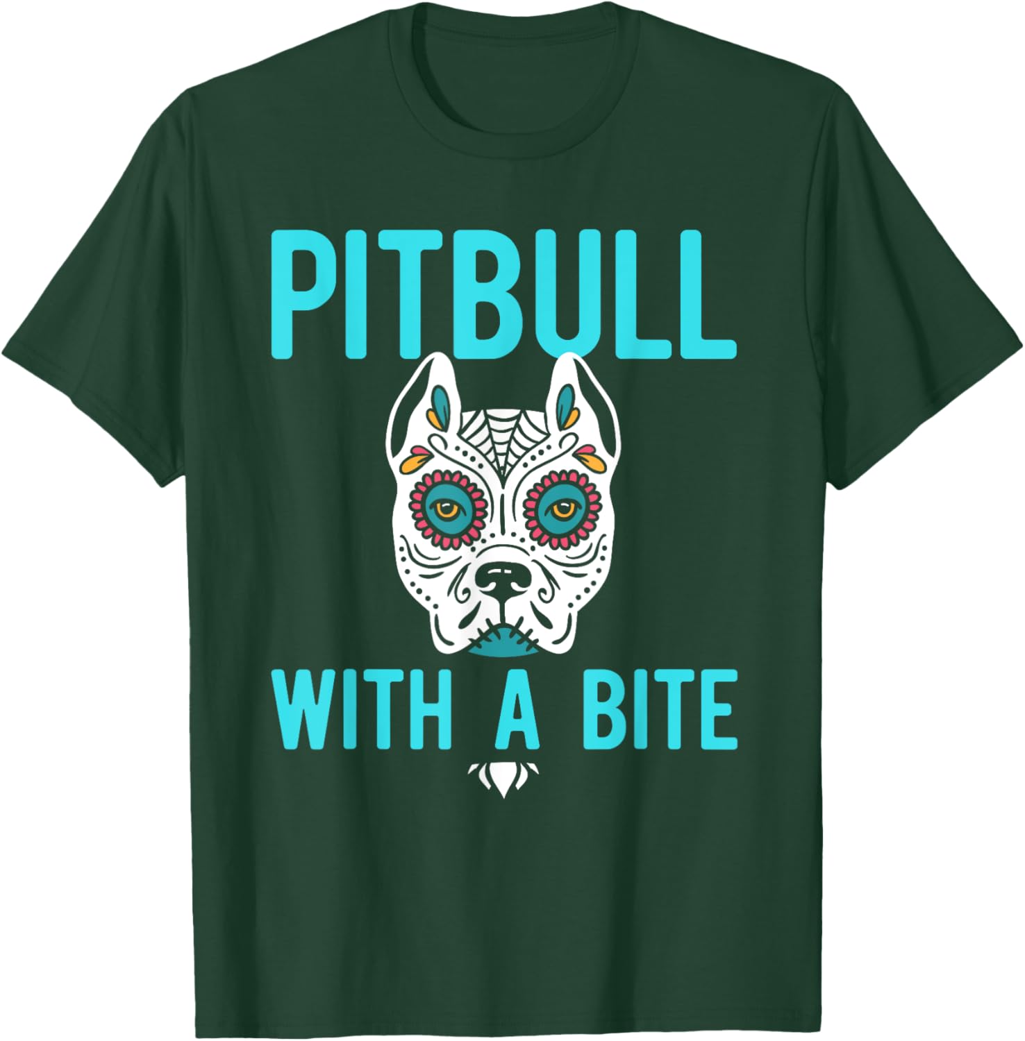 Pitbull Sugar Skull Mexican Dog Dia De Los Muertos Halloween T-Shirt - T-Shirt | Forest