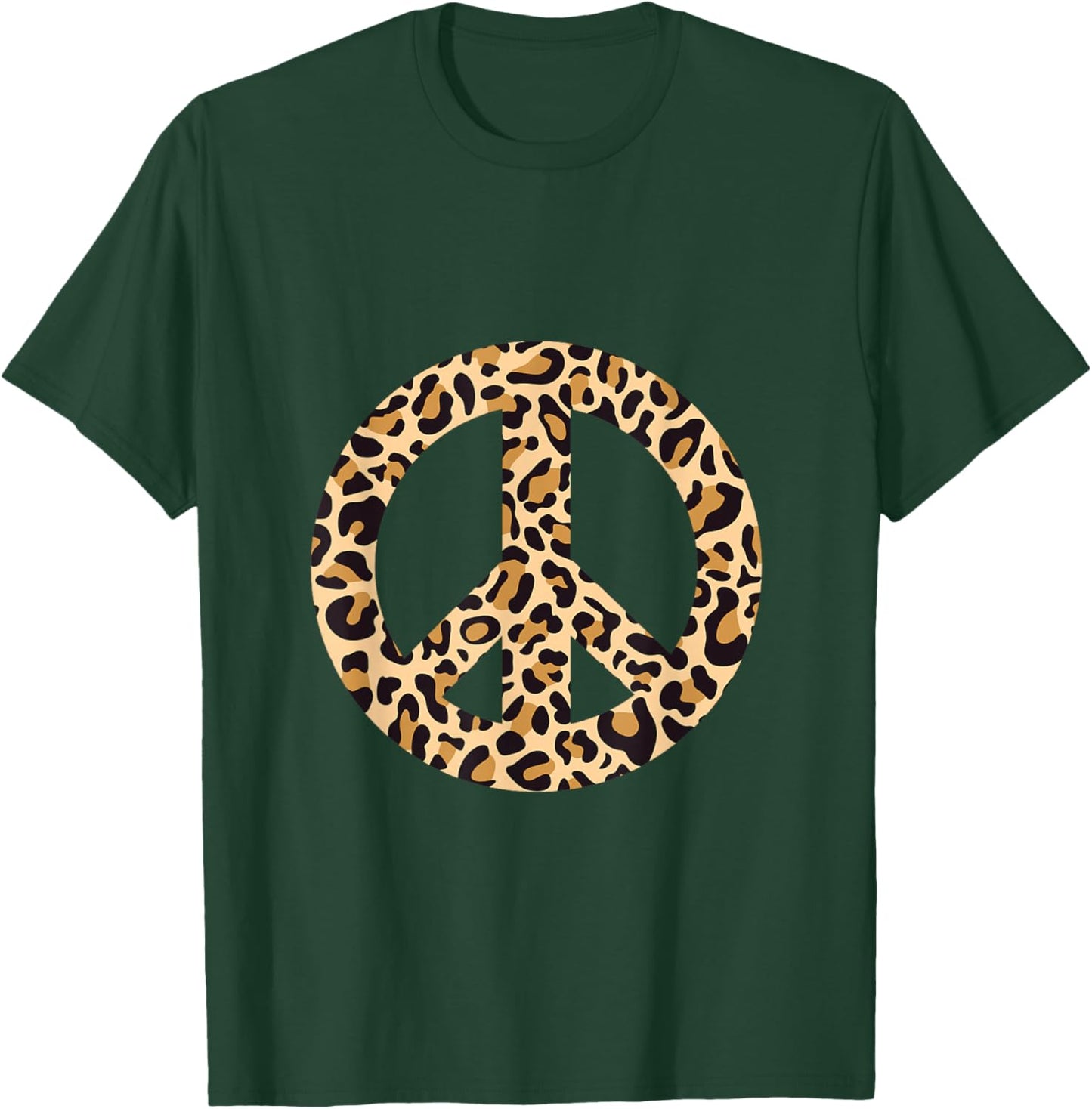 Leopard Pattern PEACE SIGN T-Shirt - T-Shirt | Forest