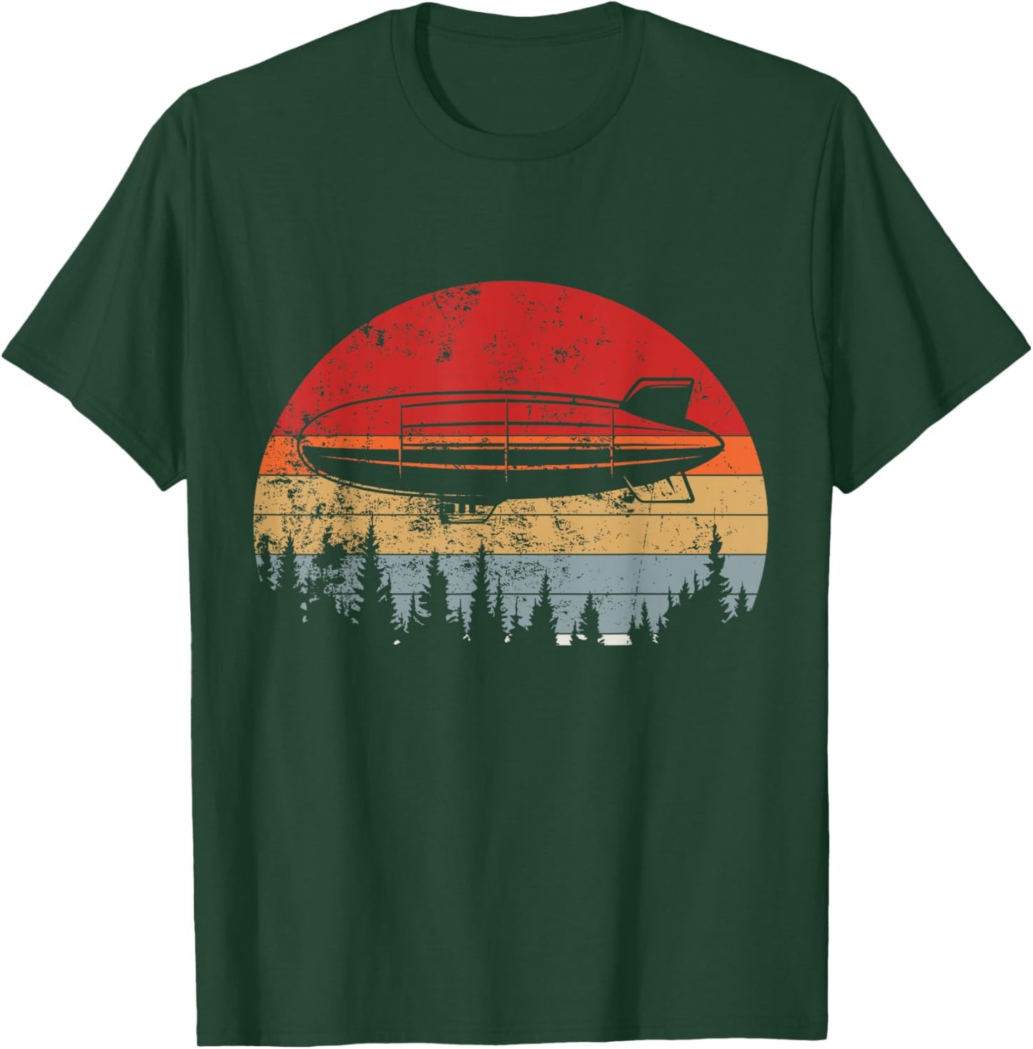 Retro Zeppelin 70s Dirigible Blimp Airship Zepelin Zepplin T-Shirt - T-Shirt | Forest