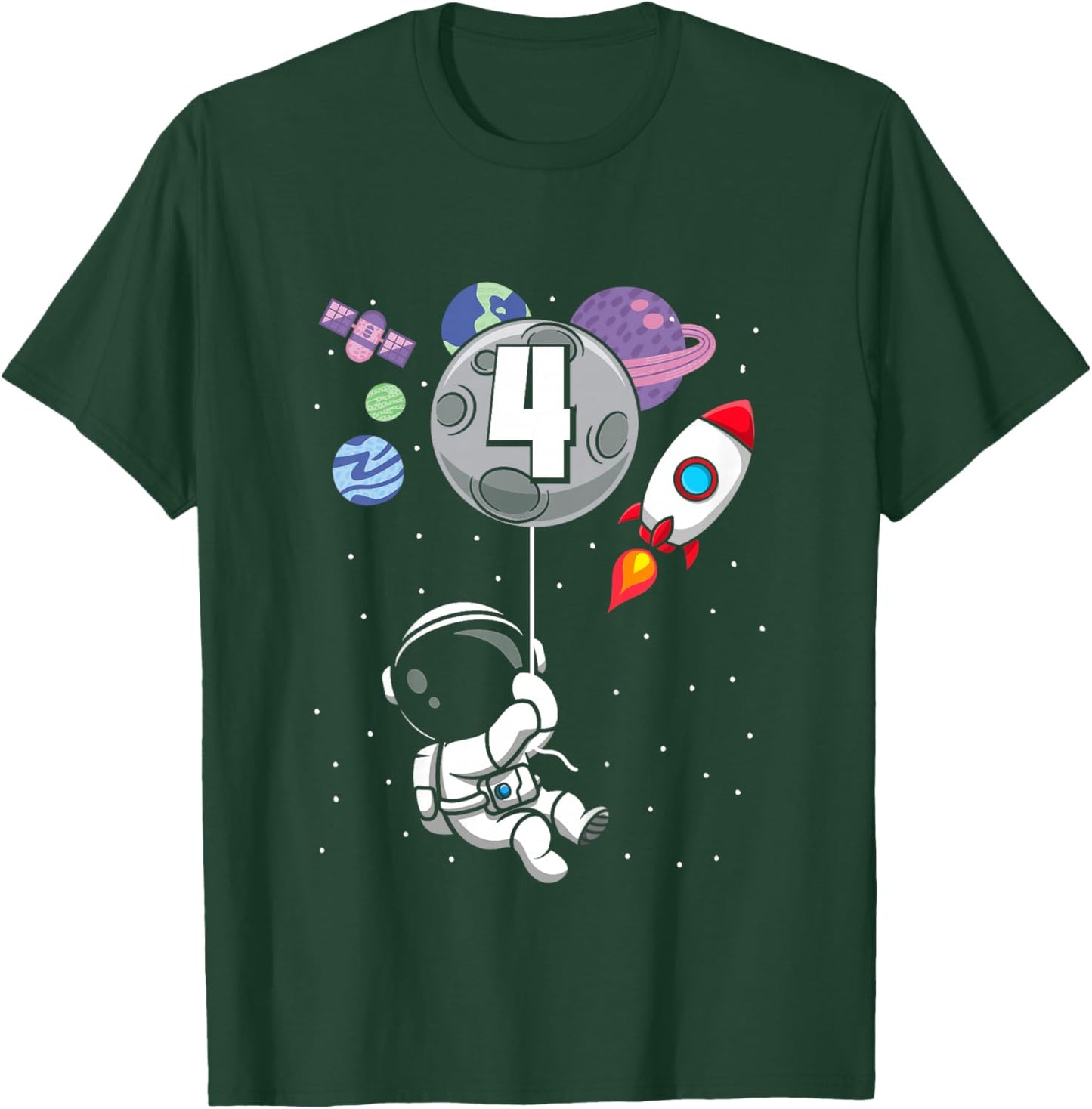 4 Years Old Boy 4th Birthday Gift Bday Astronaut T-Shirt - T-Shirt | Forest