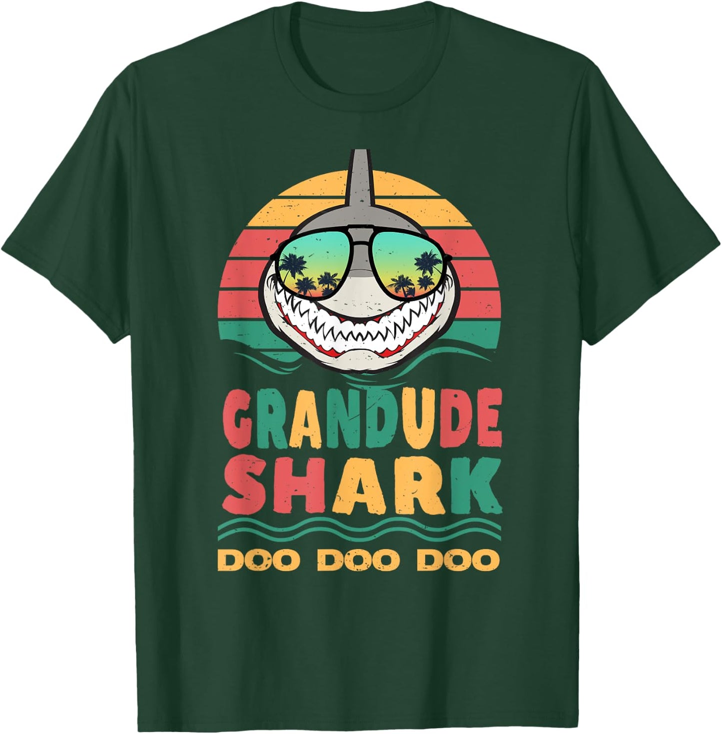 Grandude Shark Father's Day Papa Dad Grandpa Men Gift T-Shirt - T-Shirt | Forest